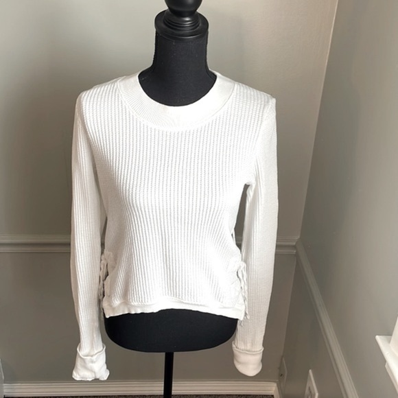 FREE People White Long Sleeve Tunic Sweater Blouse Top Size SP - Picture 2 of 10